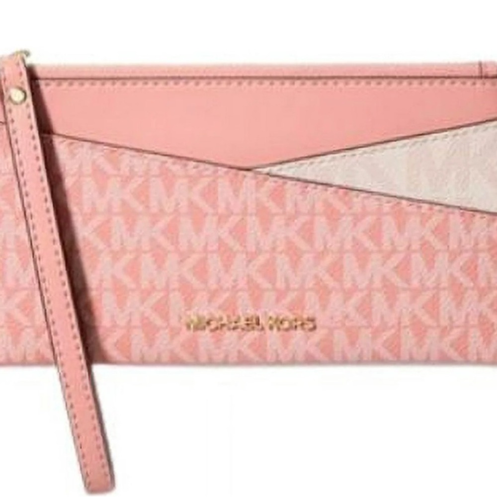 Michael Kors Pink Clutch Wristlet with Monogram Design